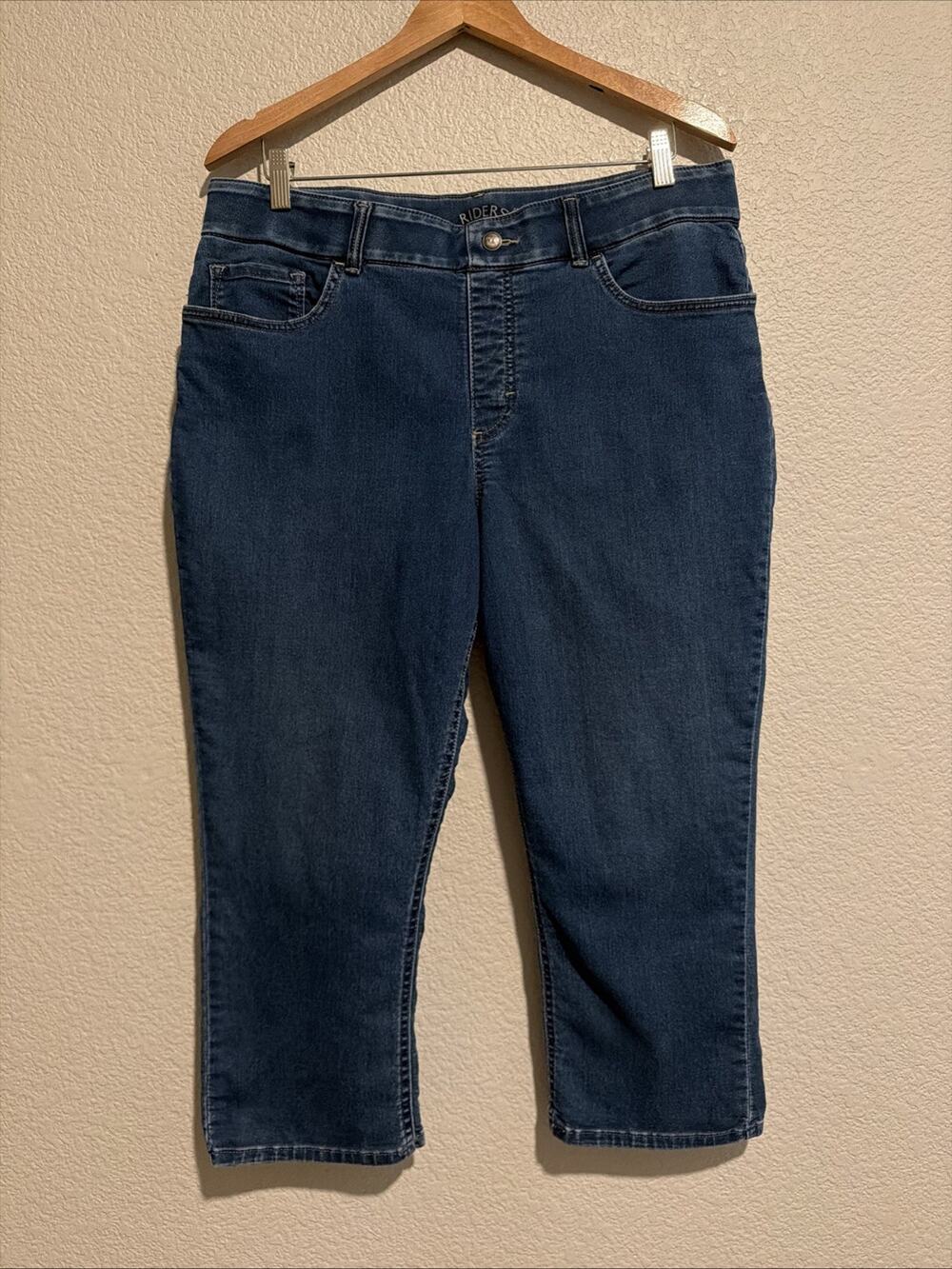Riders by Lee Midrise Capri Jeans Pants Stretch Blue Coastal Country Cottage